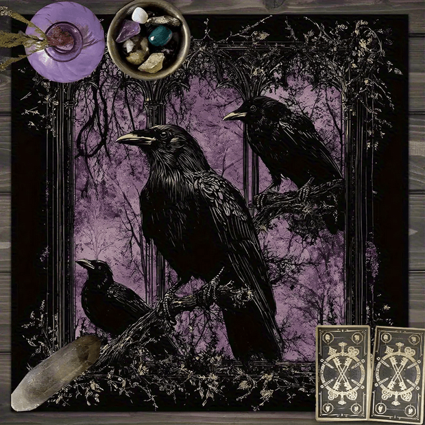 Raven Crow Gothic Witch Altar Cloth Witch Supplies - Gothic & Alternative Gift - Haunted