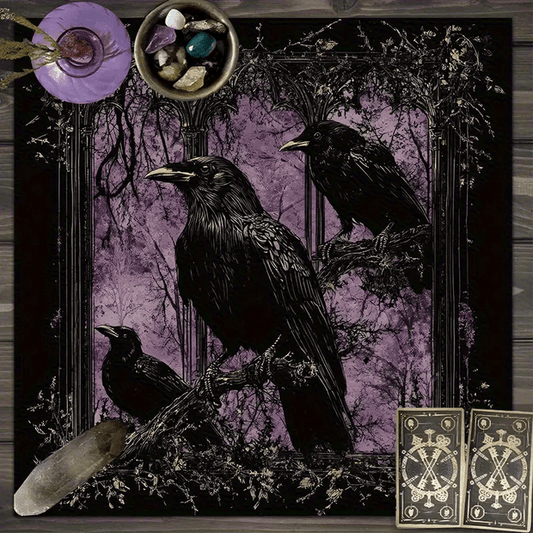 Raven Crow Gothic Witch Altar Cloth Witch Supplies - Gothic & Alternative Gift - Haunted
