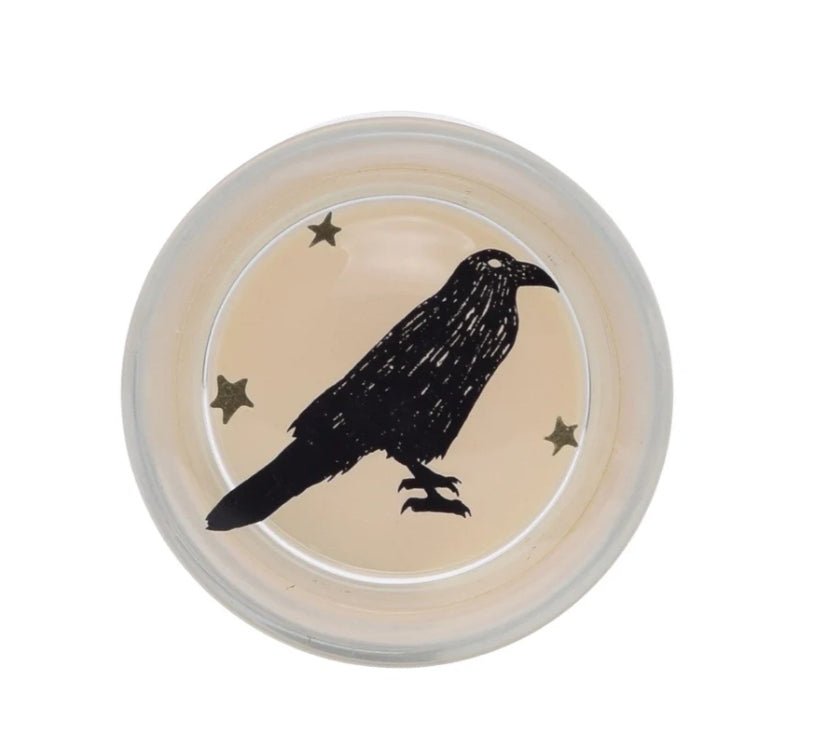 Raven Crow Halloween Glass Candle Smoked Vanilla Goth Fifty Shades Book Lover Candles - Gothic & Alternative Gift - Haunted