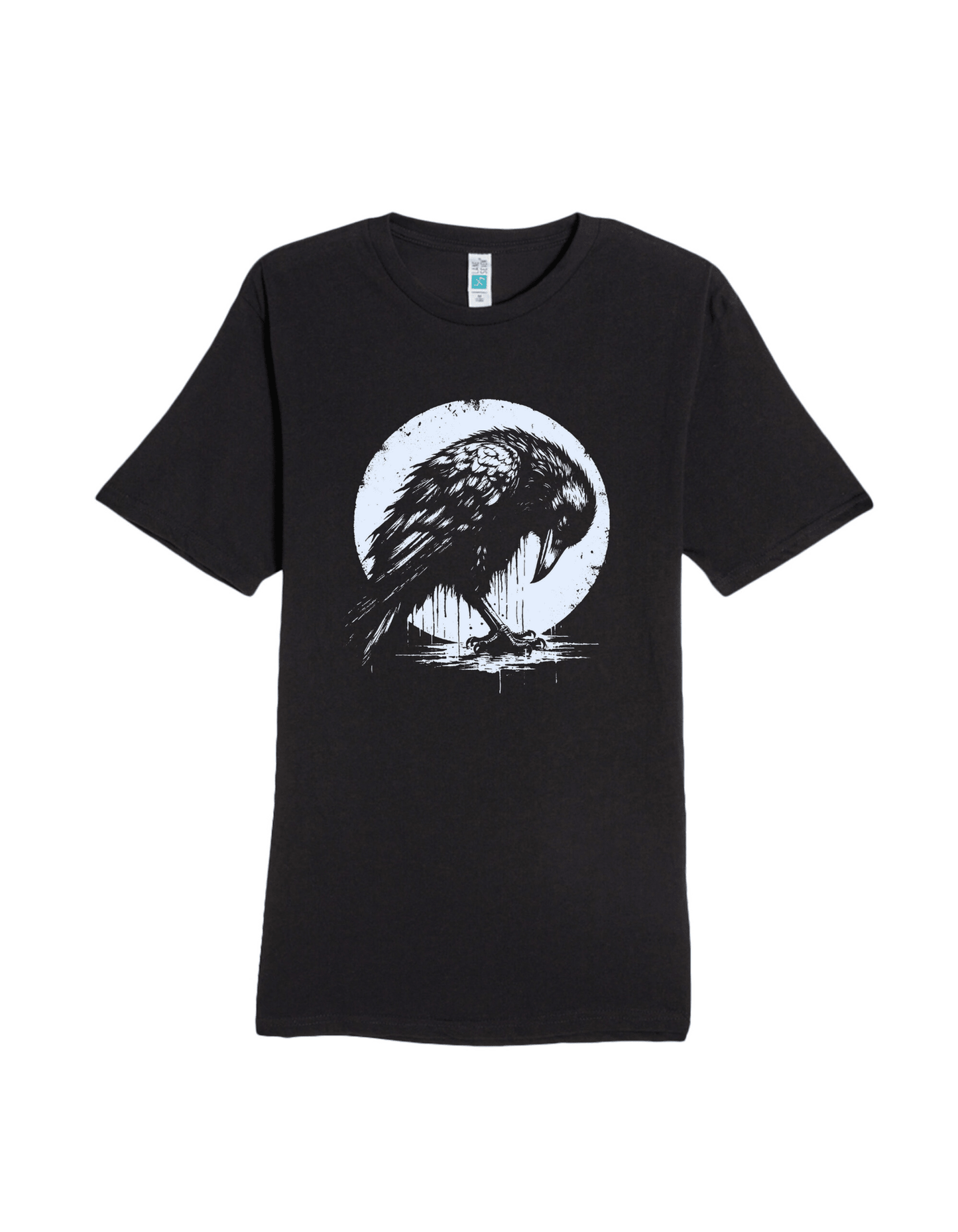 Raven With Moon Graphic T Shirt Goth Poe Crow Clothing - Gothic & Alternative Gift - Haunted