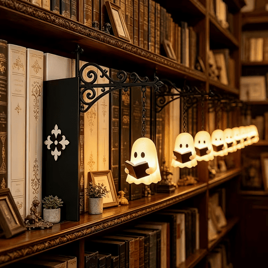 Reading Ghost Bookshelf Lantern Lamp & Bookend Bookends - Gothic & Alternative Gift - Haunted