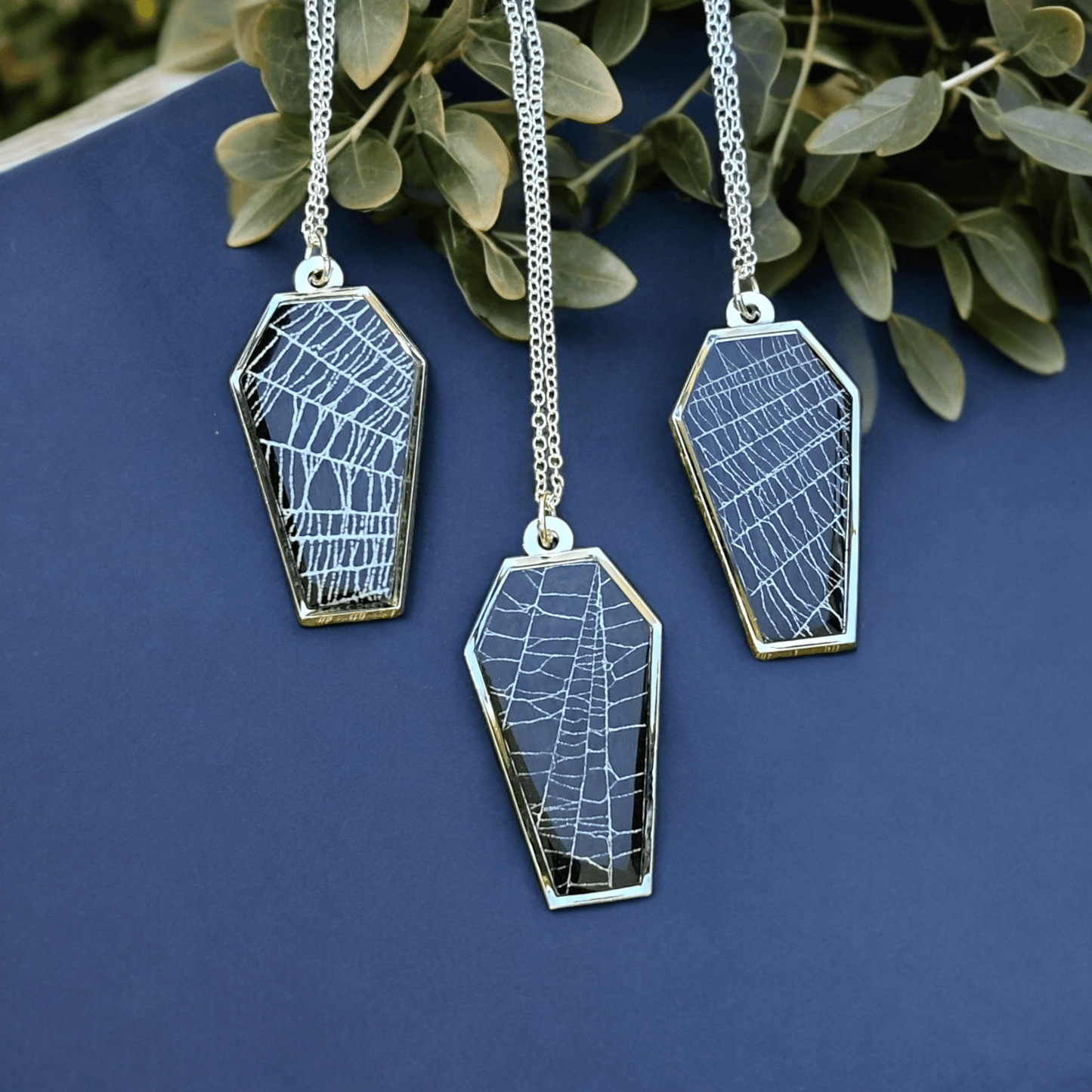 Real Spiderweb Coffin Necklace Jewelry - Gothic & Alternative Gift - Haunted