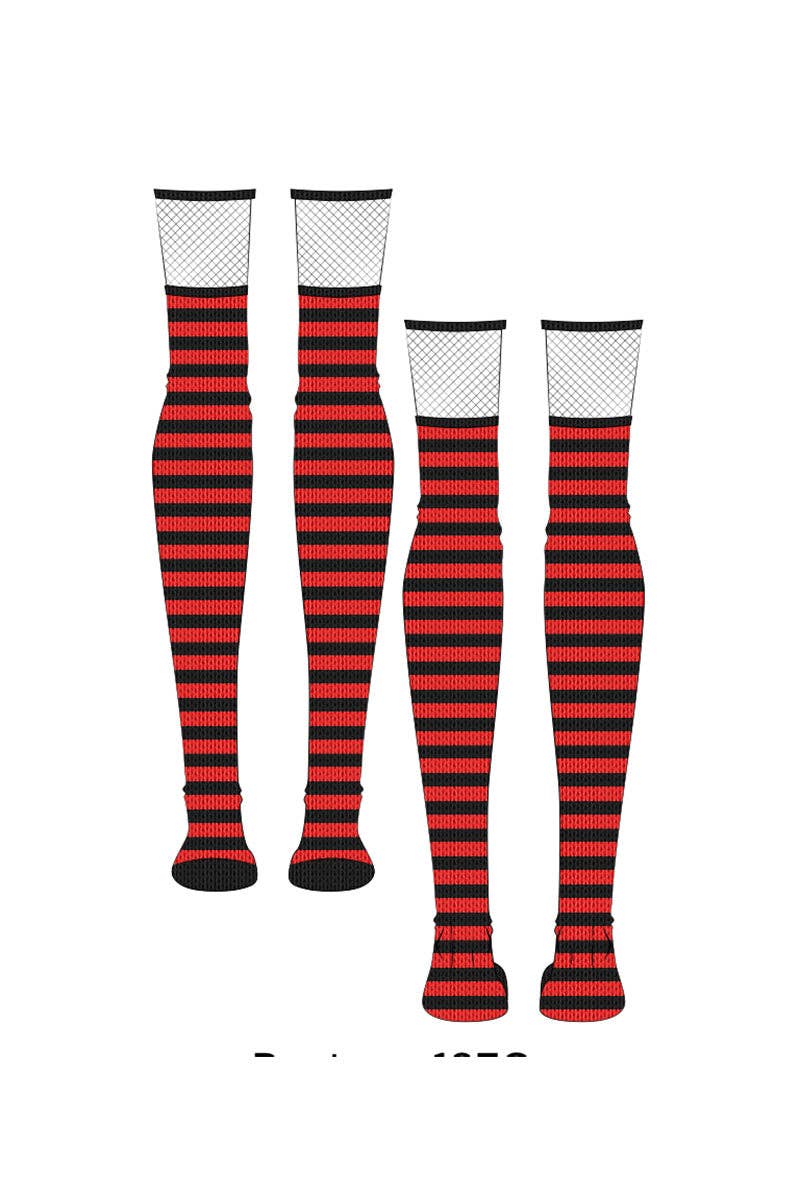 Red Fishnet Garter Thigh High Socks Goth Victorian Cosplay Accessories - Gothic & Alternative Gift - Haunted