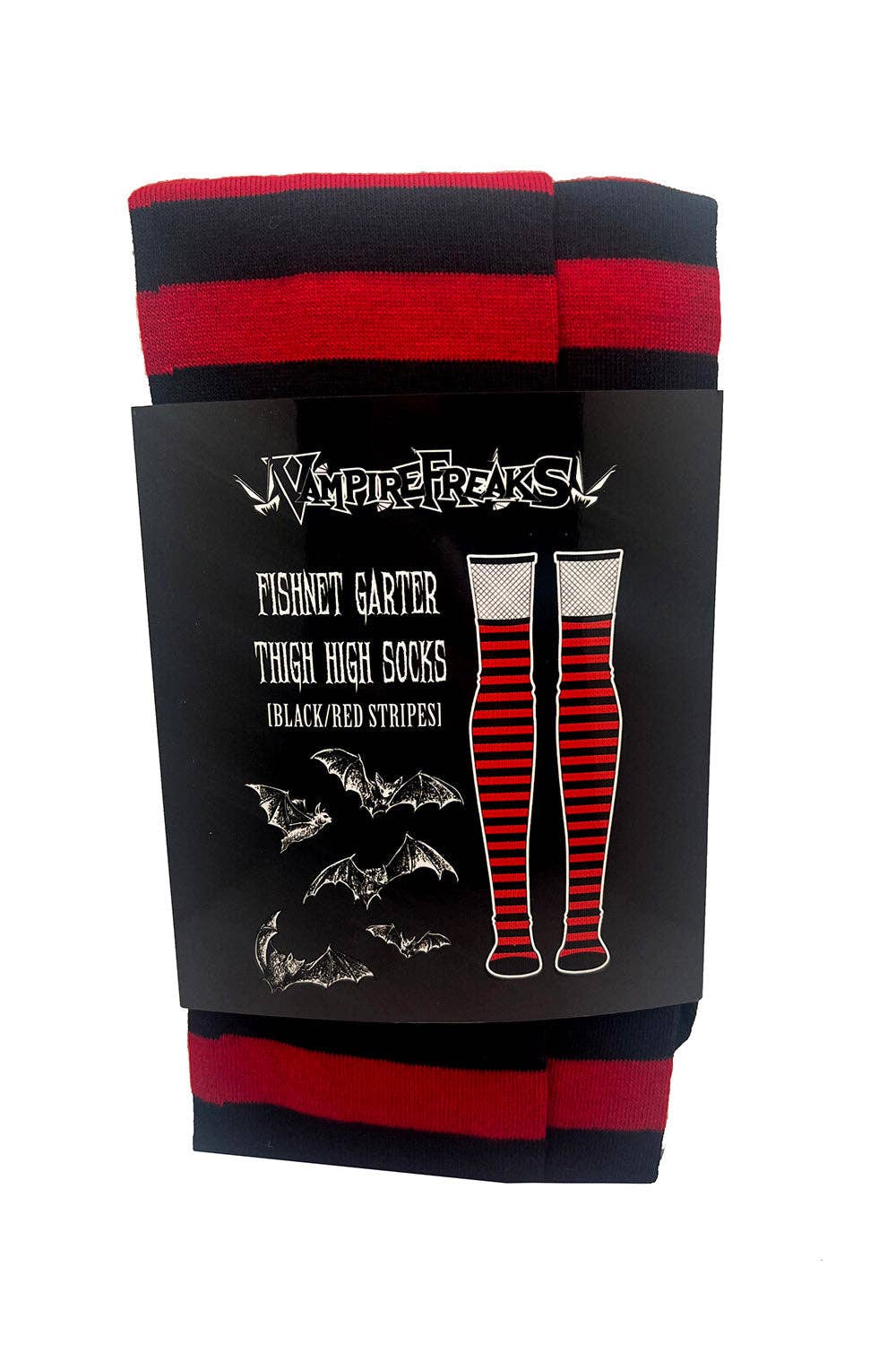 Red Fishnet Garter Thigh High Socks Goth Victorian Cosplay Accessories - Gothic & Alternative Gift - Haunted