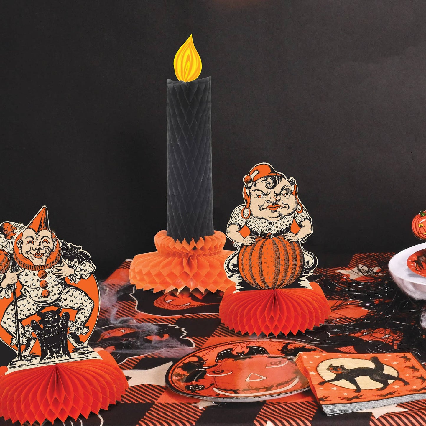 Retro Vintage Halloween 9" Centerpieces Witch, Black Cat, Jester, Gyspy Seasonal Home Decor - Gothic & Alternative Gift - Haunted