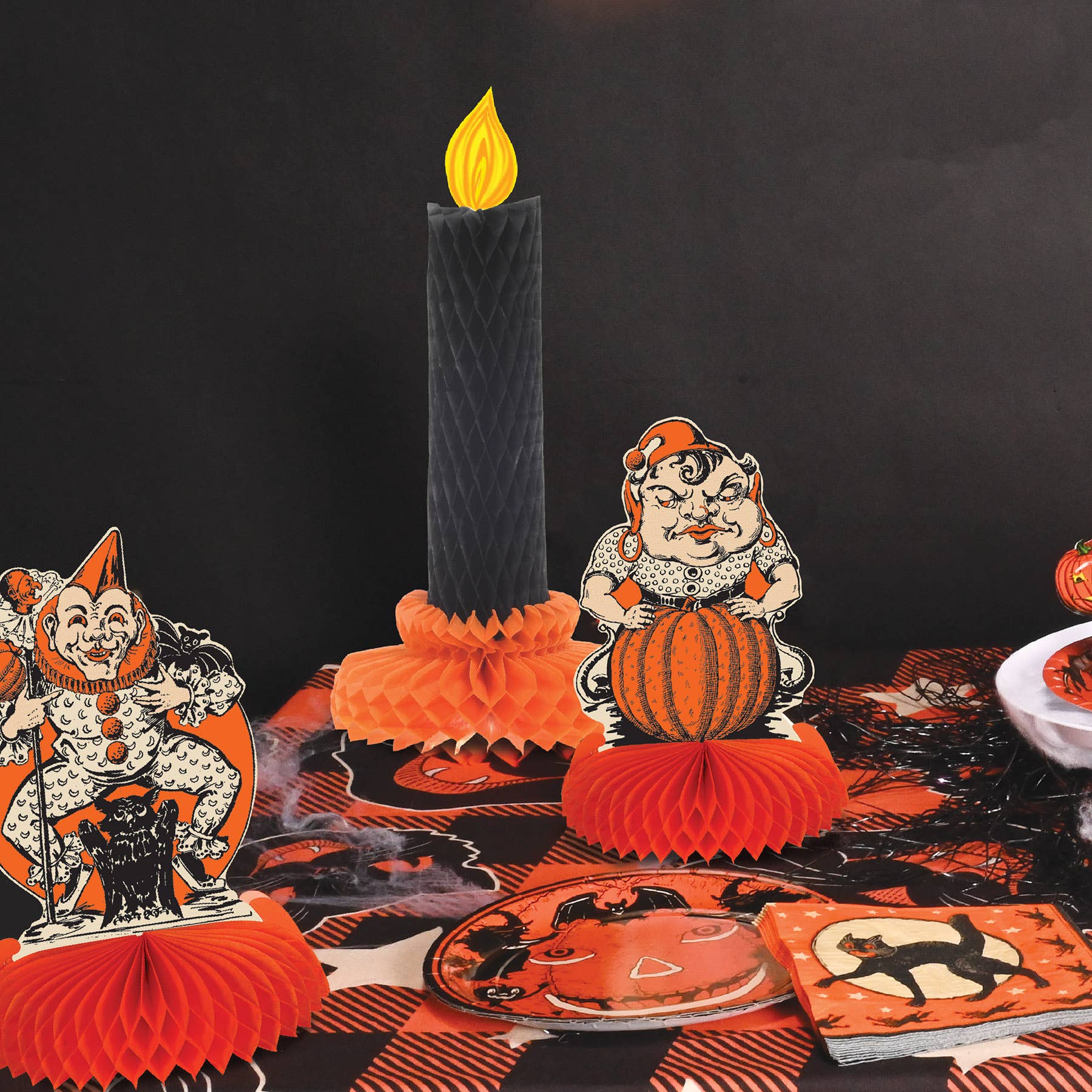 Retro Vintage Halloween 9" Centerpieces Witch, Black Cat, Jester, Gyspy Seasonal Home Decor - Gothic & Alternative Gift - Haunted