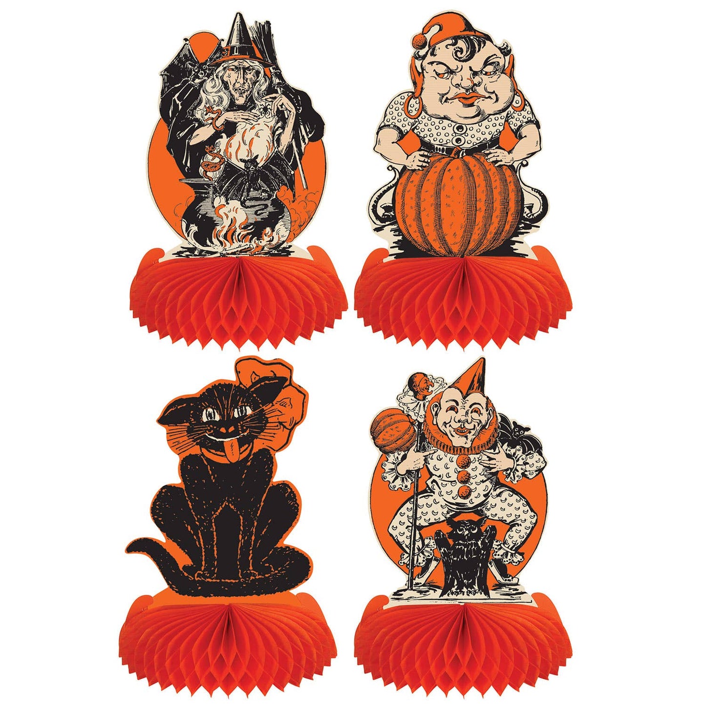 Retro Vintage Halloween 9" Centerpieces Witch, Black Cat, Jester, Gyspy Seasonal Home Decor - Gothic & Alternative Gift - Haunted