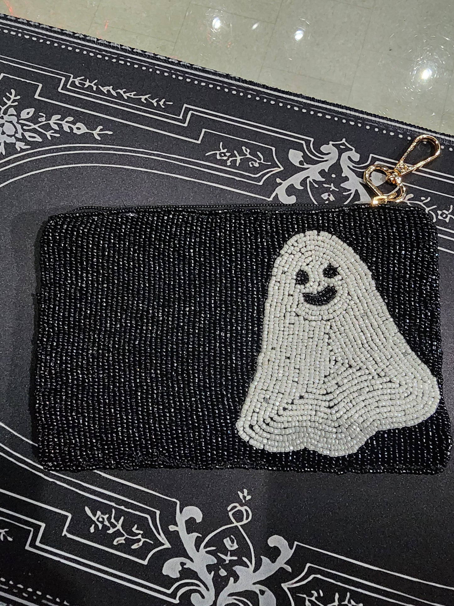 Luxury Beaded Ghost Purse Bag Crossbody Clutch Halloween