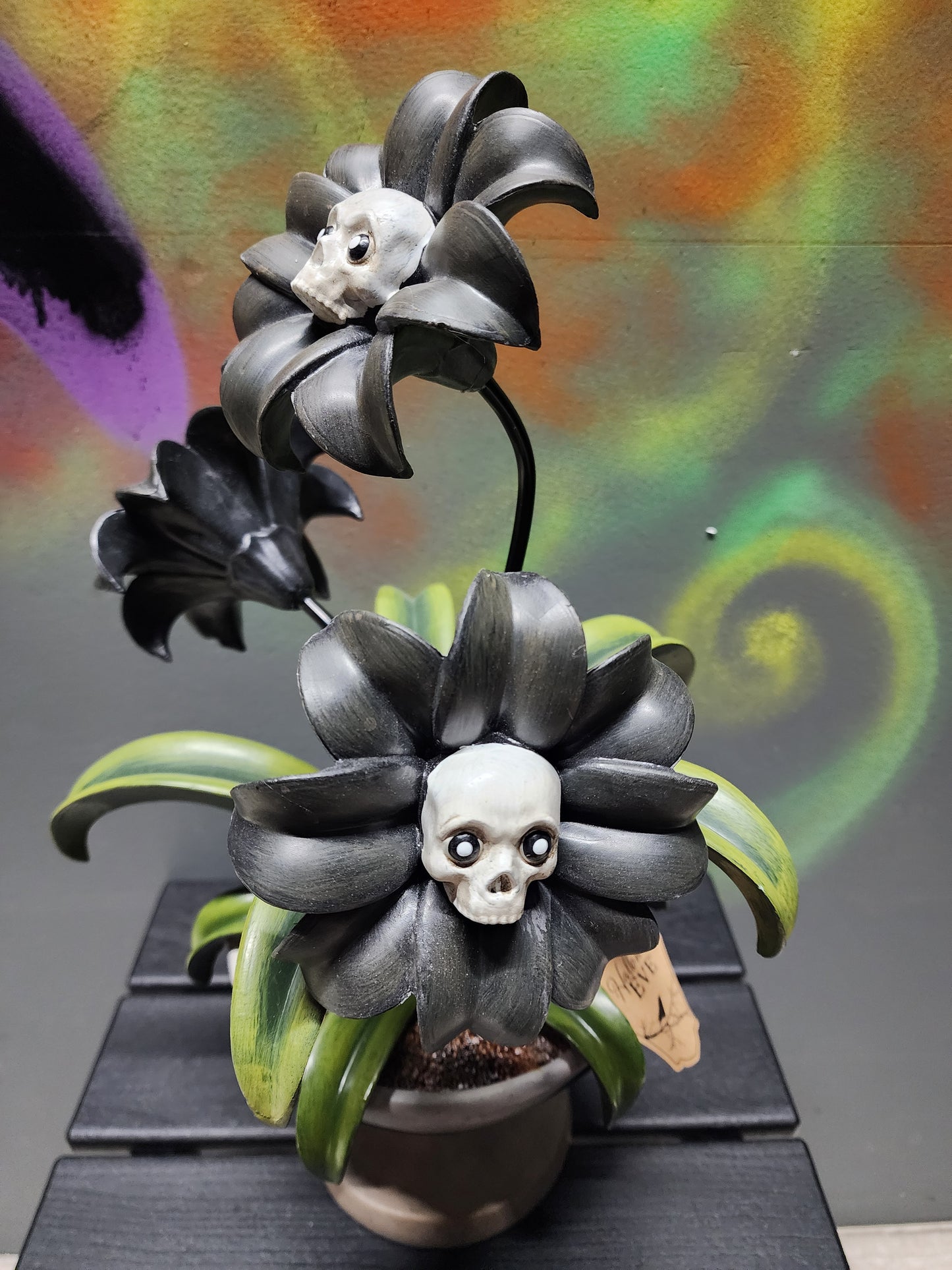 Goth Garden Potted Plant Skull Flower Pot