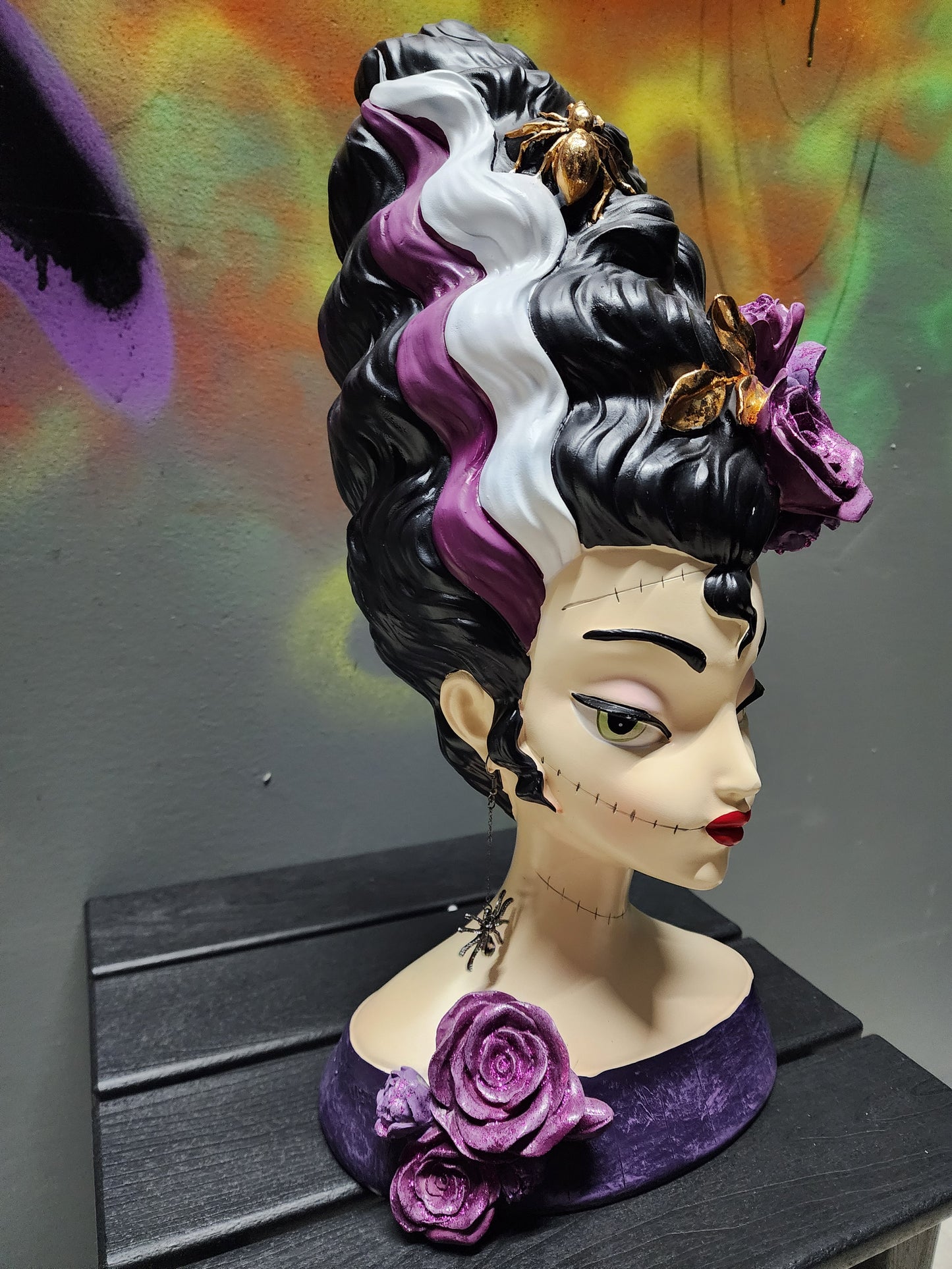 Modern Bride of Frankenstein Bust Statue