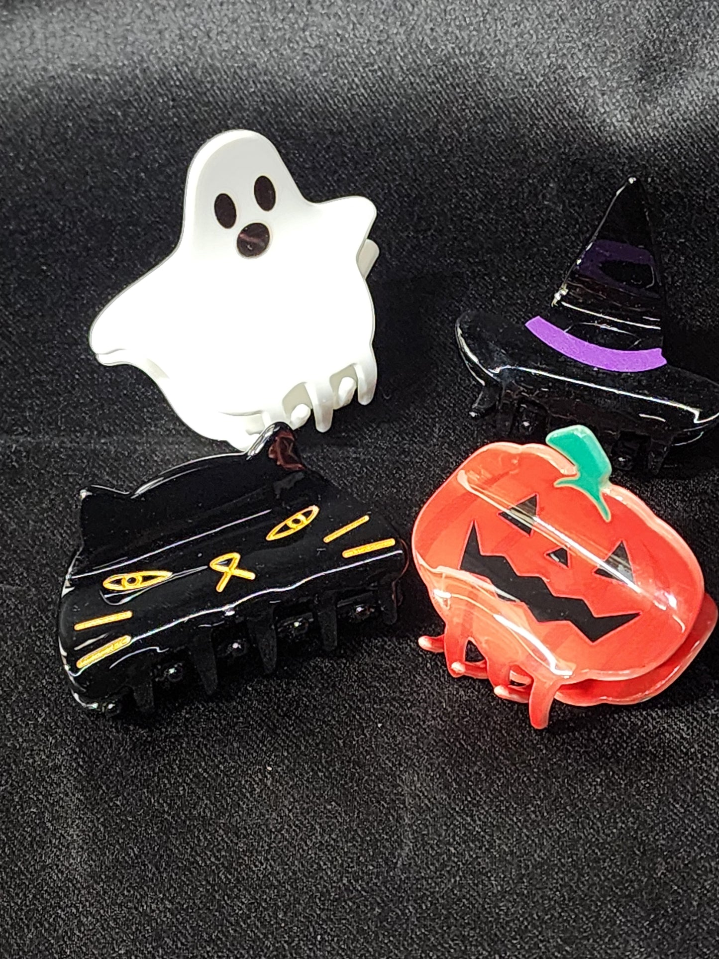 Halloween Hair Clip Black Cat, Pumpkin, Candy Corn, Witch Hat, Ghost