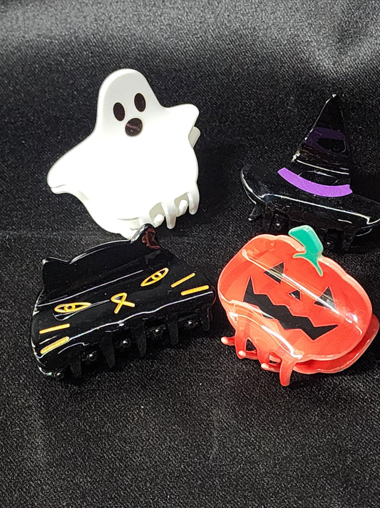 Halloween Hair Clip Black Cat, Pumpkin, Candy Corn, Witch Hat, Ghost