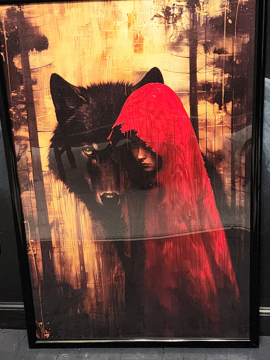 Large Little Red Riding Hood Framed Print Halloween Gothic Victorian