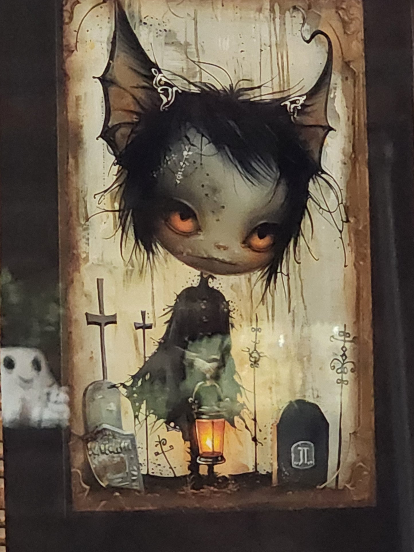 Whimsigoth Vampire Children Creepy Cute Gothic, Halloween, Vintage Framed Print