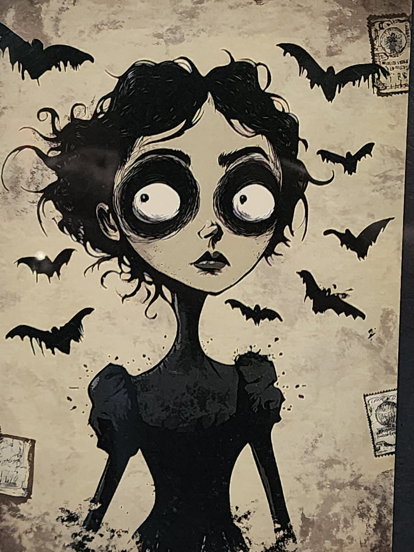 Edgar Allen Poe Couple Raven Bats Framed Prints Wall Art