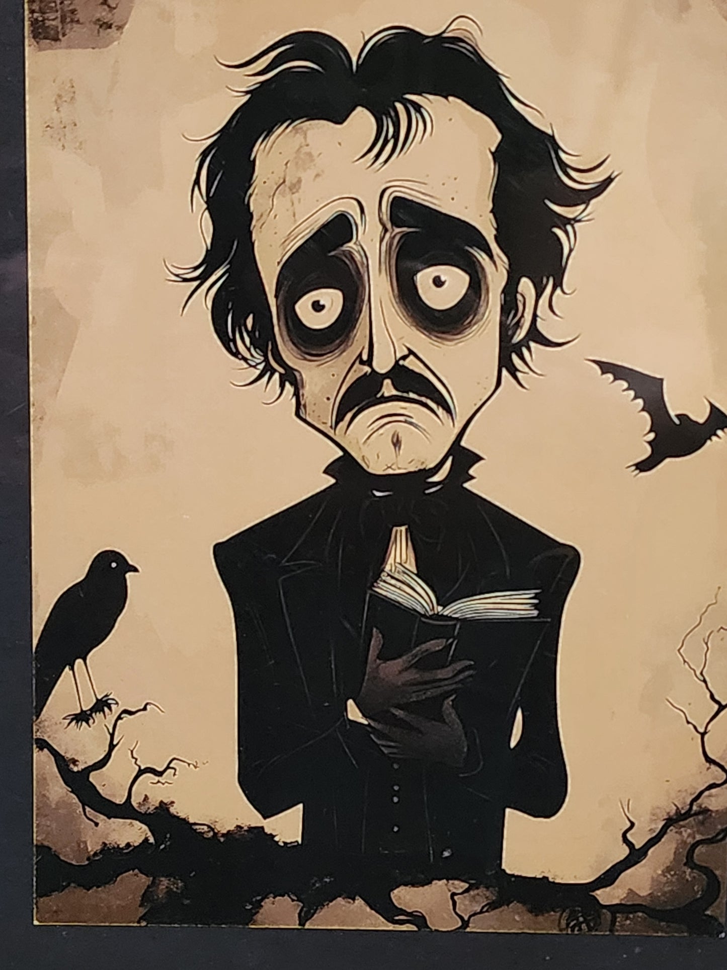 Edgar Allen Poe Couple Raven Bats Framed Prints Wall Art