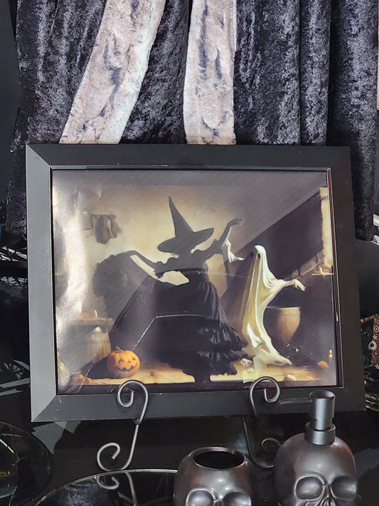 Vintage Witch and Ghost Dancing Framed Print