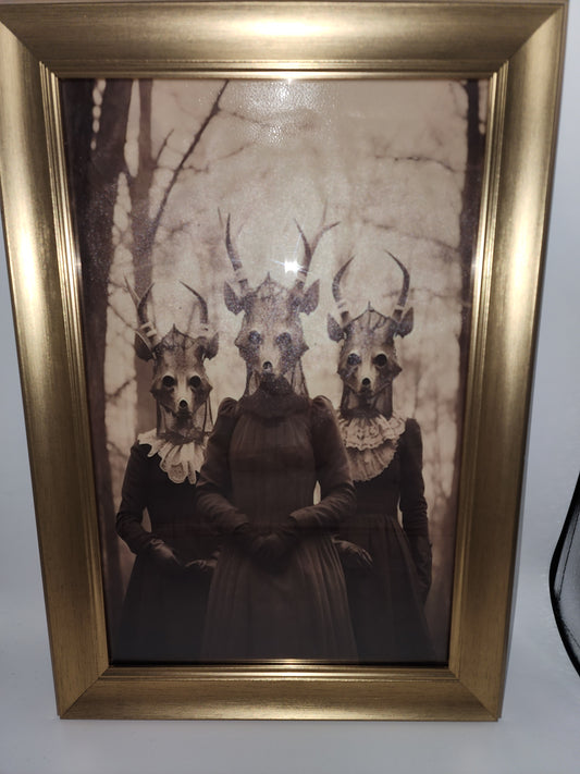 Cult Creepy Forest Coven Witch Framed Canvas Print