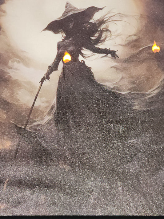 Shadowy Enchanted Witch Forest Framed Canvas Print