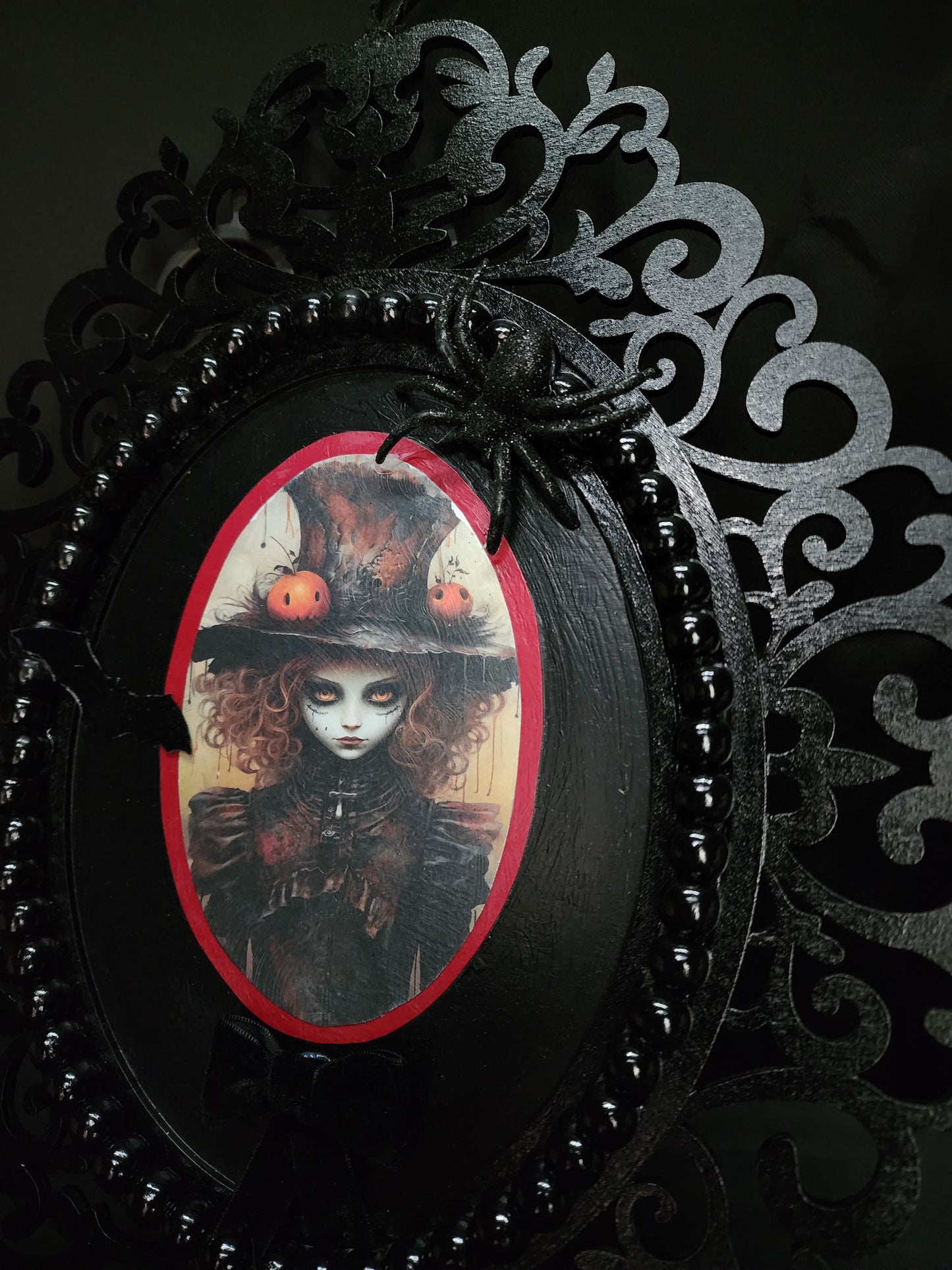 Oval Cursed Creepy Girl Framed Print Halloween, Goth, Whimsigoth