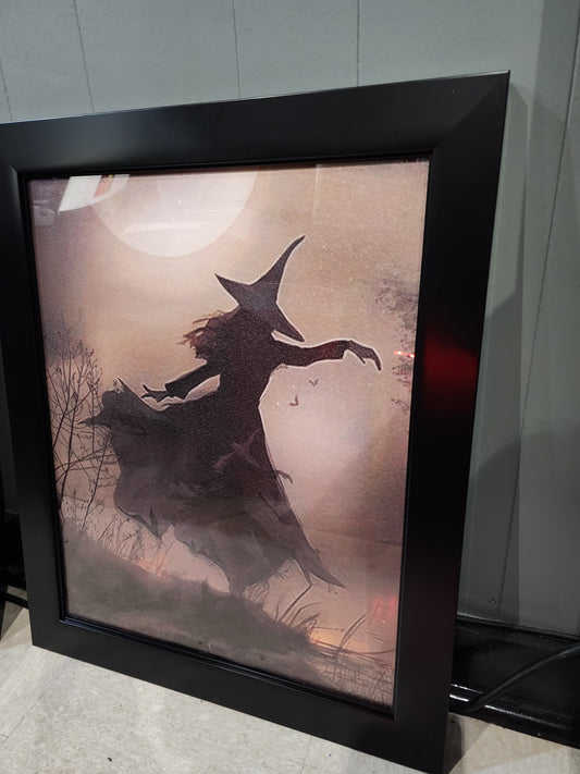 Dancing Shadowy Enchanted Witch Forest Framed Canvas Print