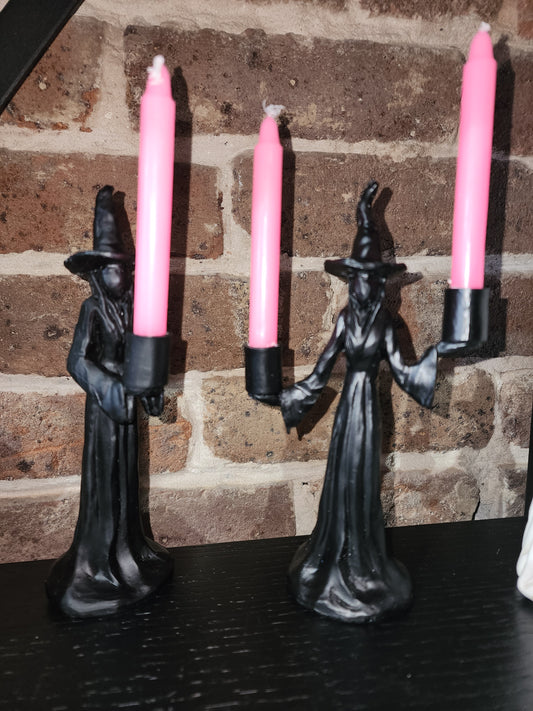 Mystical Black Witch Statue Mini Spell Candle Holder