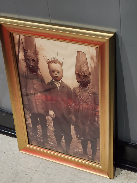 Creepy Vintage Trick or Treat Children Halloween Framed Canvas Print