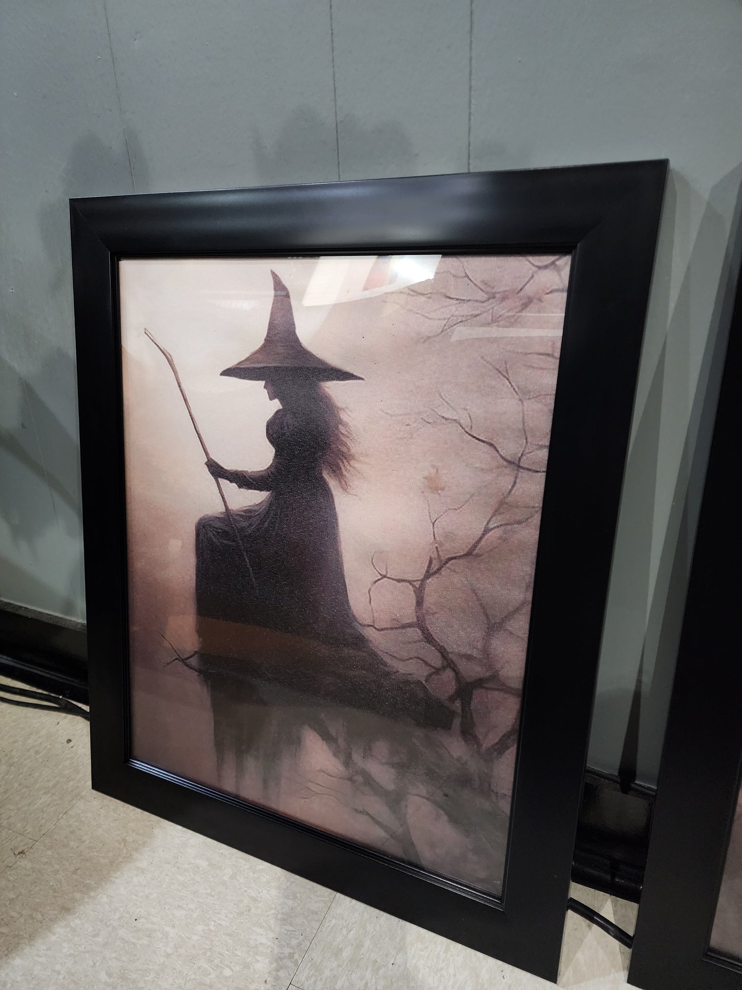 Sitting Shadowy Enchanted Witch Forest Framed Canvas Print