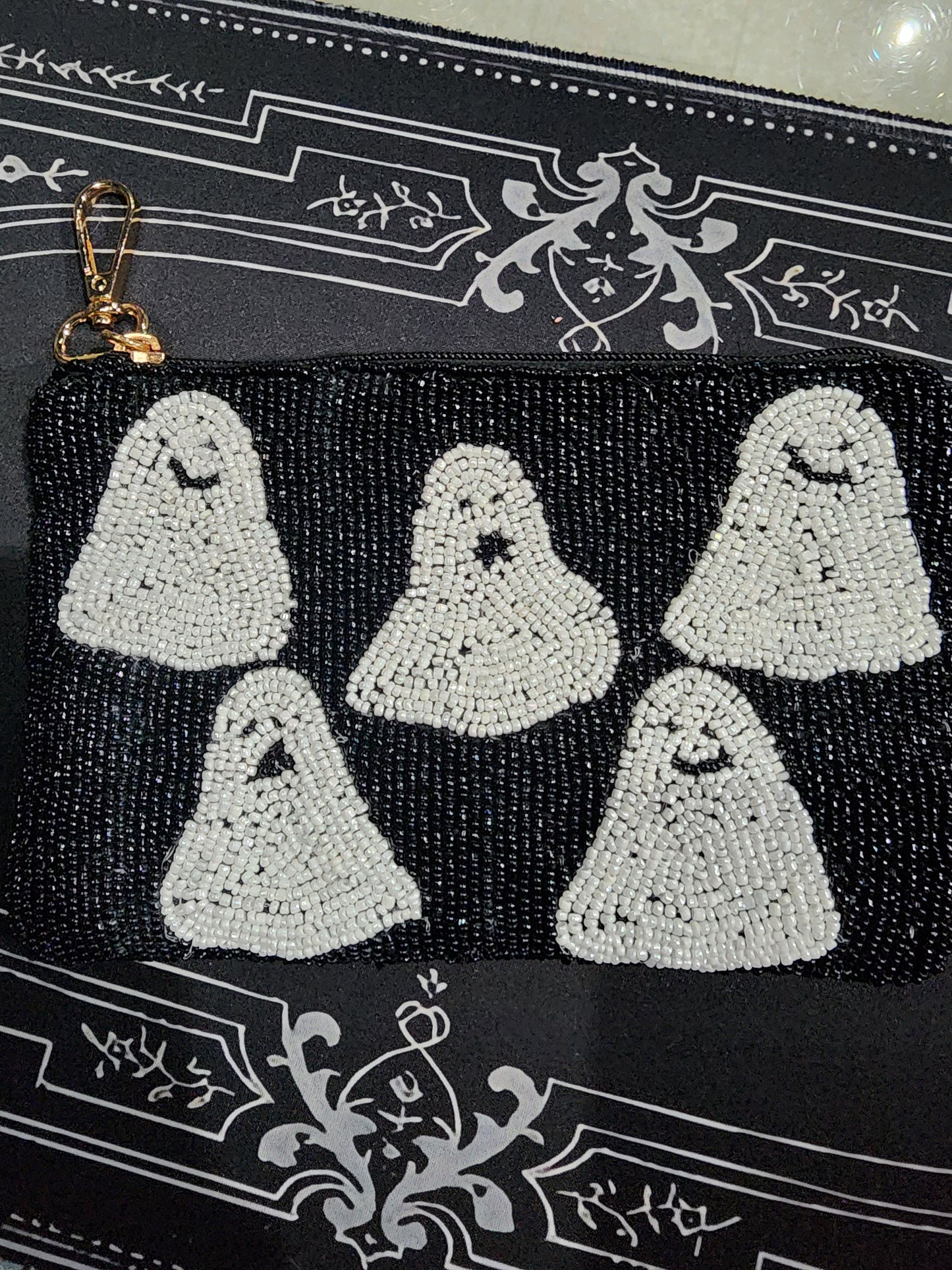Luxury Beaded Ghost Purse Bag Crossbody Clutch Halloween