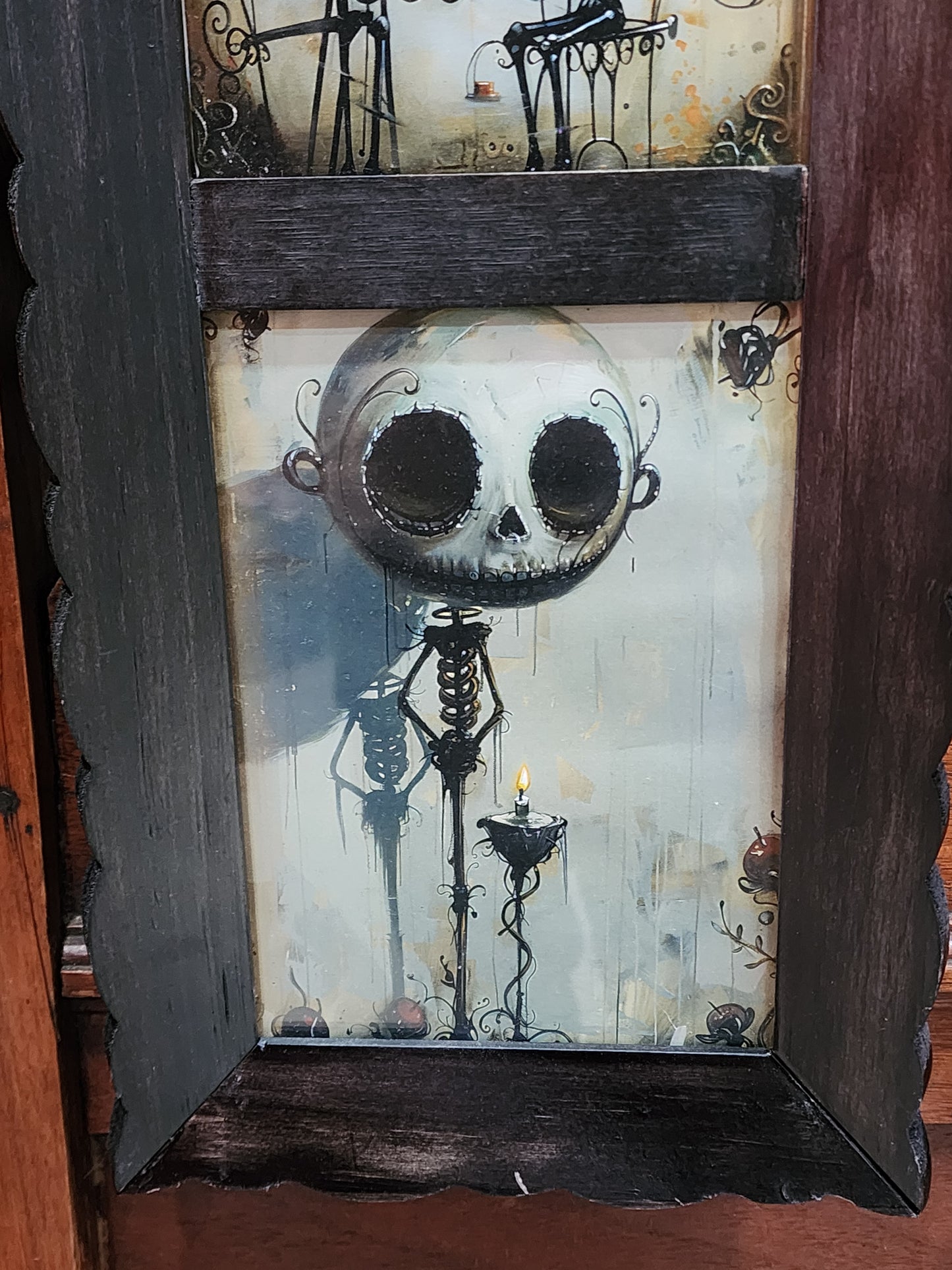Boney Skeletons Framed Creepy Cute Vintage Halloween Gothic Wall Art.