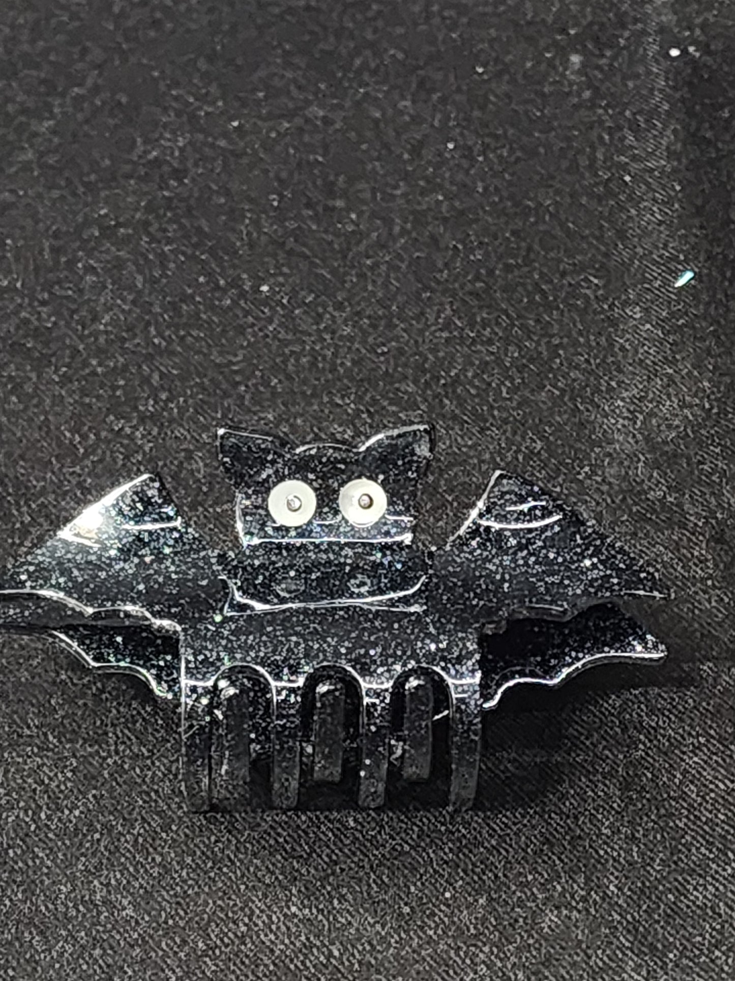 Glow in the Dark Black Bat Skull Hair Claw Clip Whimsigoth