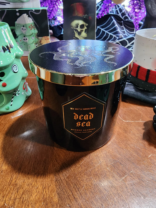 Octopus Black from the Black Forest Large Glass Candle Sea Salt & Driftwood