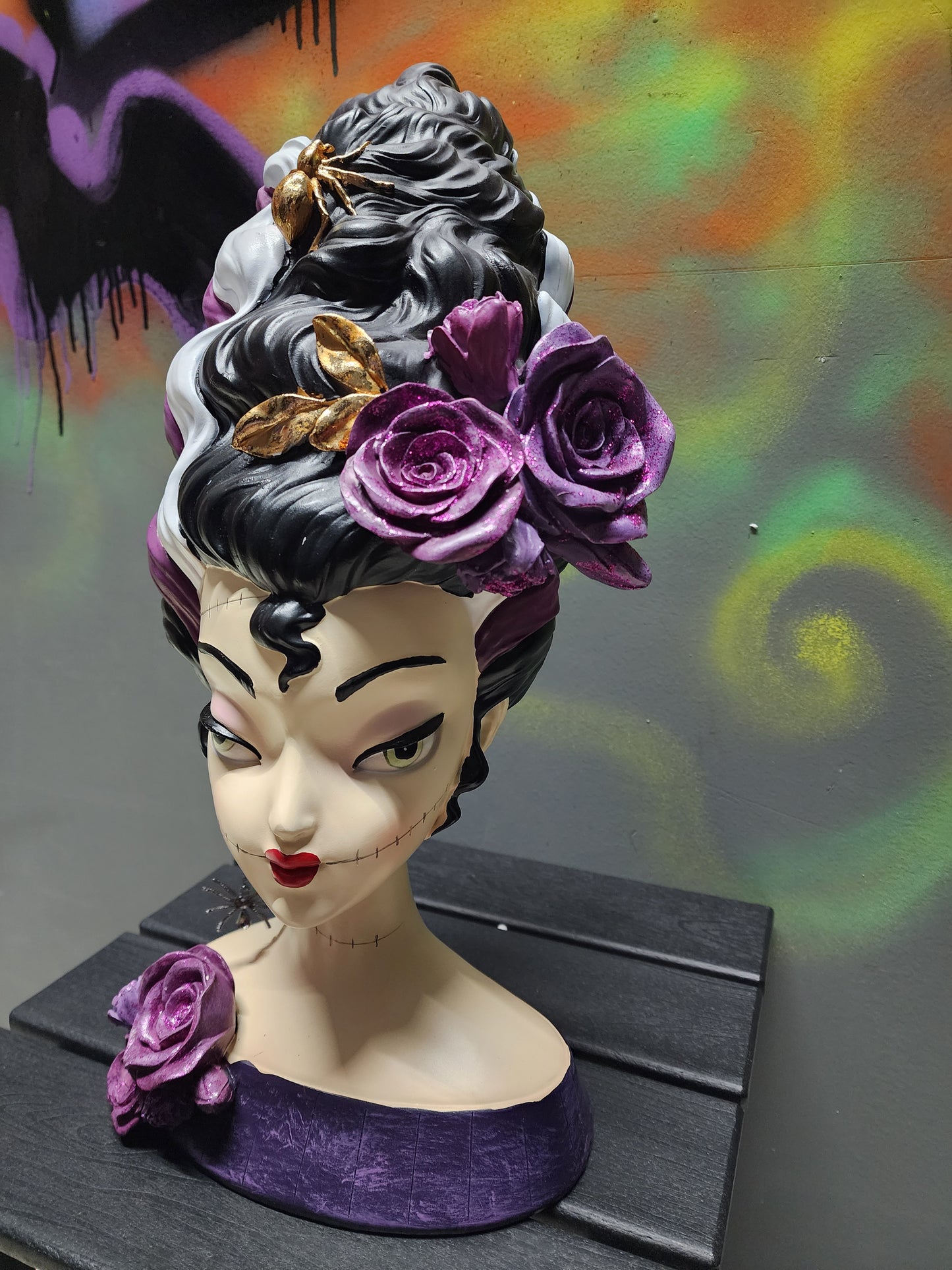 Modern Bride of Frankenstein Bust Statue