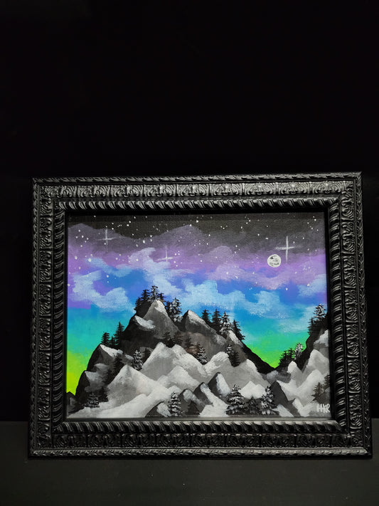 Changing Night Sky framed canvas painting by HKR