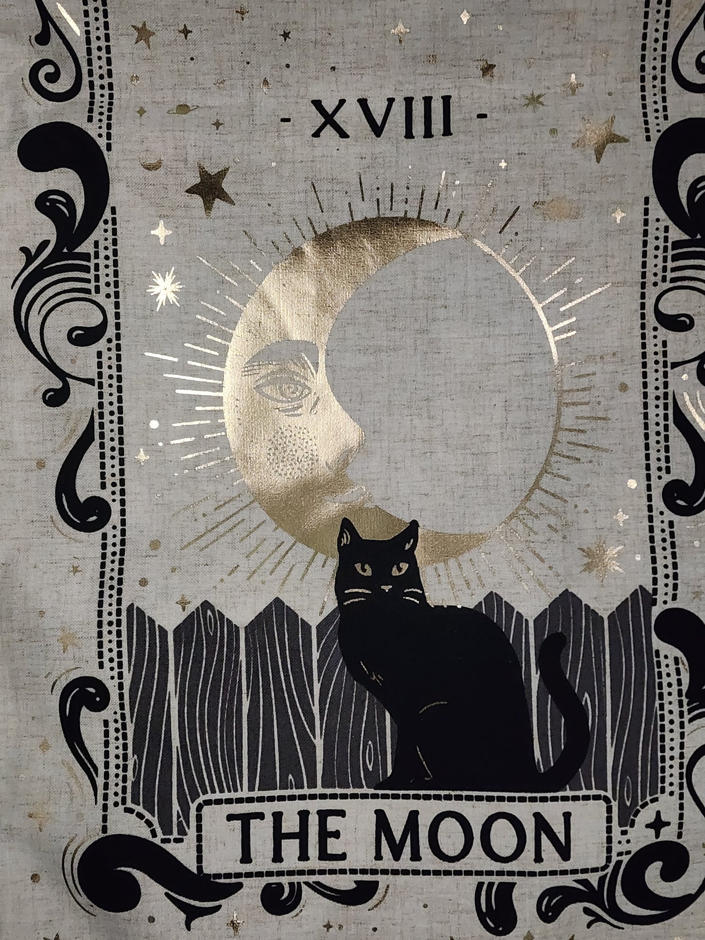 Black Cat Sun and Moon Tarot Cards Reversable Table Runner