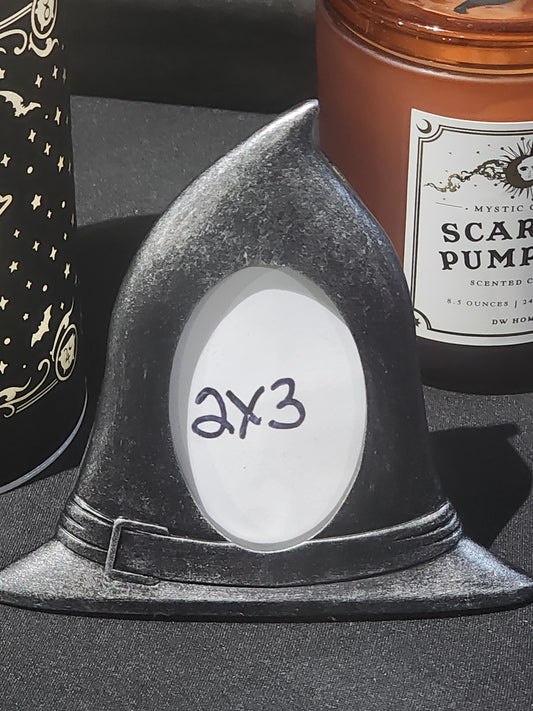 Black Distressed Witch Hat Shaped Picture Frame