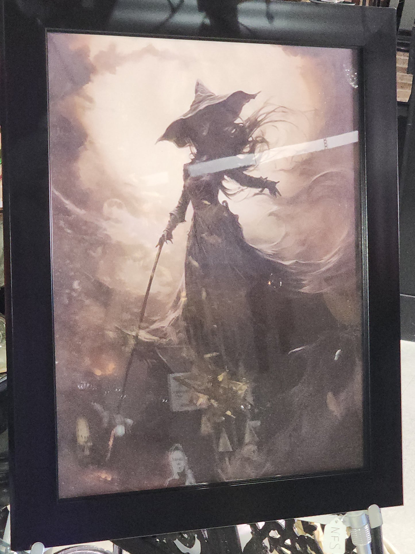 Shadowy Enchanted Witch Forest Framed Canvas Print