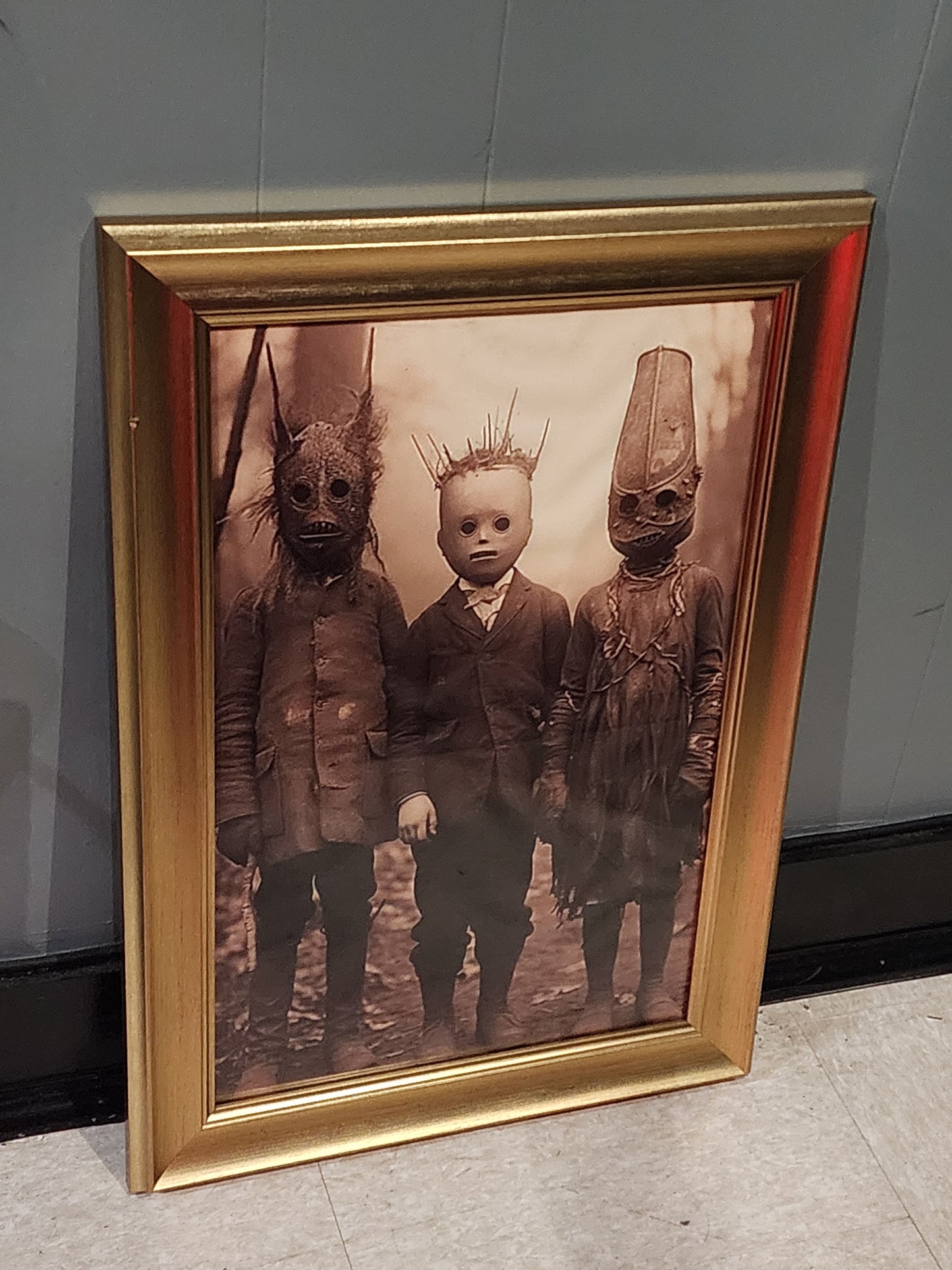 Creepy Vintage Trick or Treat Children Halloween Framed Canvas Print