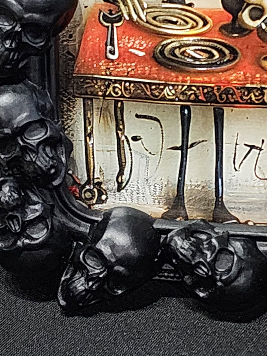 In Death Creepy  Cute Spooky Skeleton Couple in Skull Frame