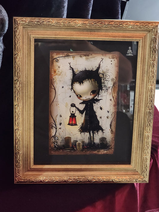 Whimsigoth Nikusui Girl Vampire Framed Print Goth, Vintage, Halloween