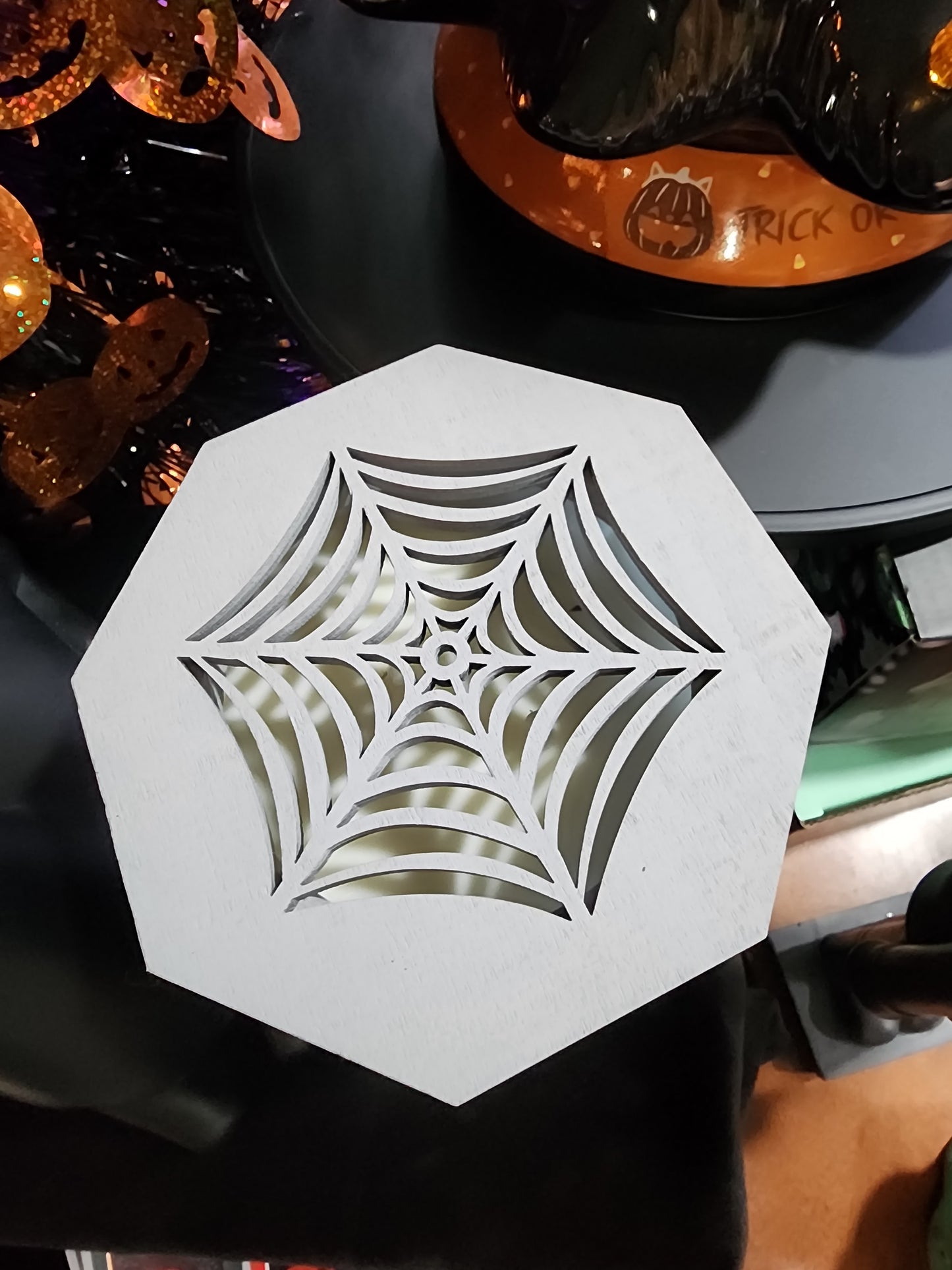 XL Midnight Thunder Creep it Real Glass Candle Blue Spiderweb