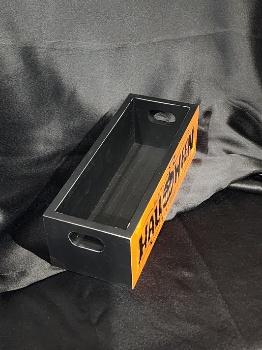 Happy Halloween Trick or Treat Wood Bin Box