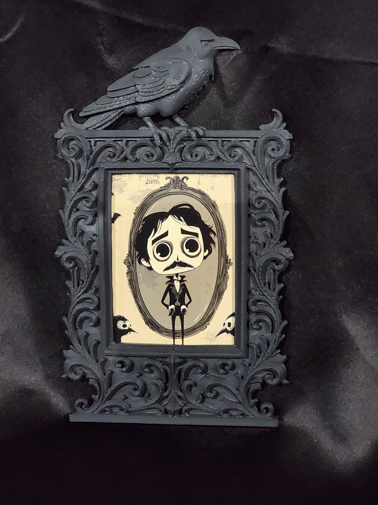 Edgar Allen Poe With 3D Raven Frame