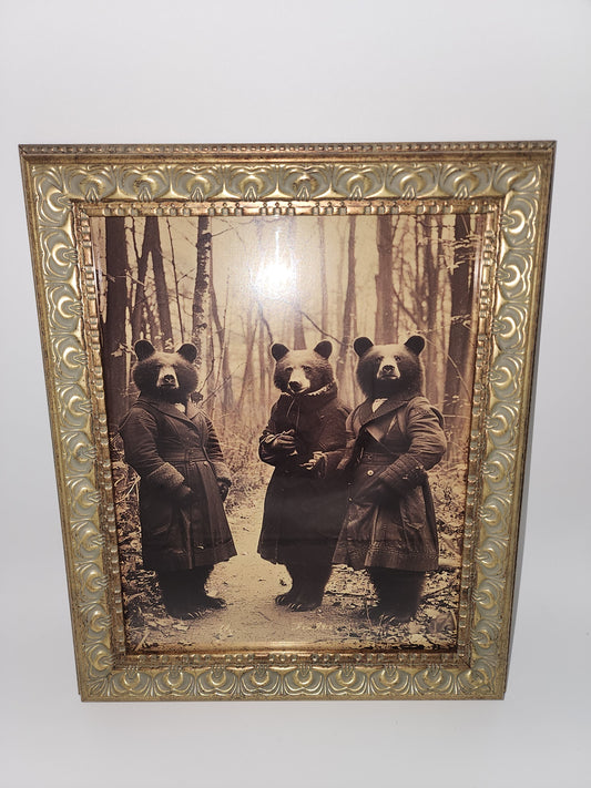 Creepy Vintage Cult Bear Costume Framed Print