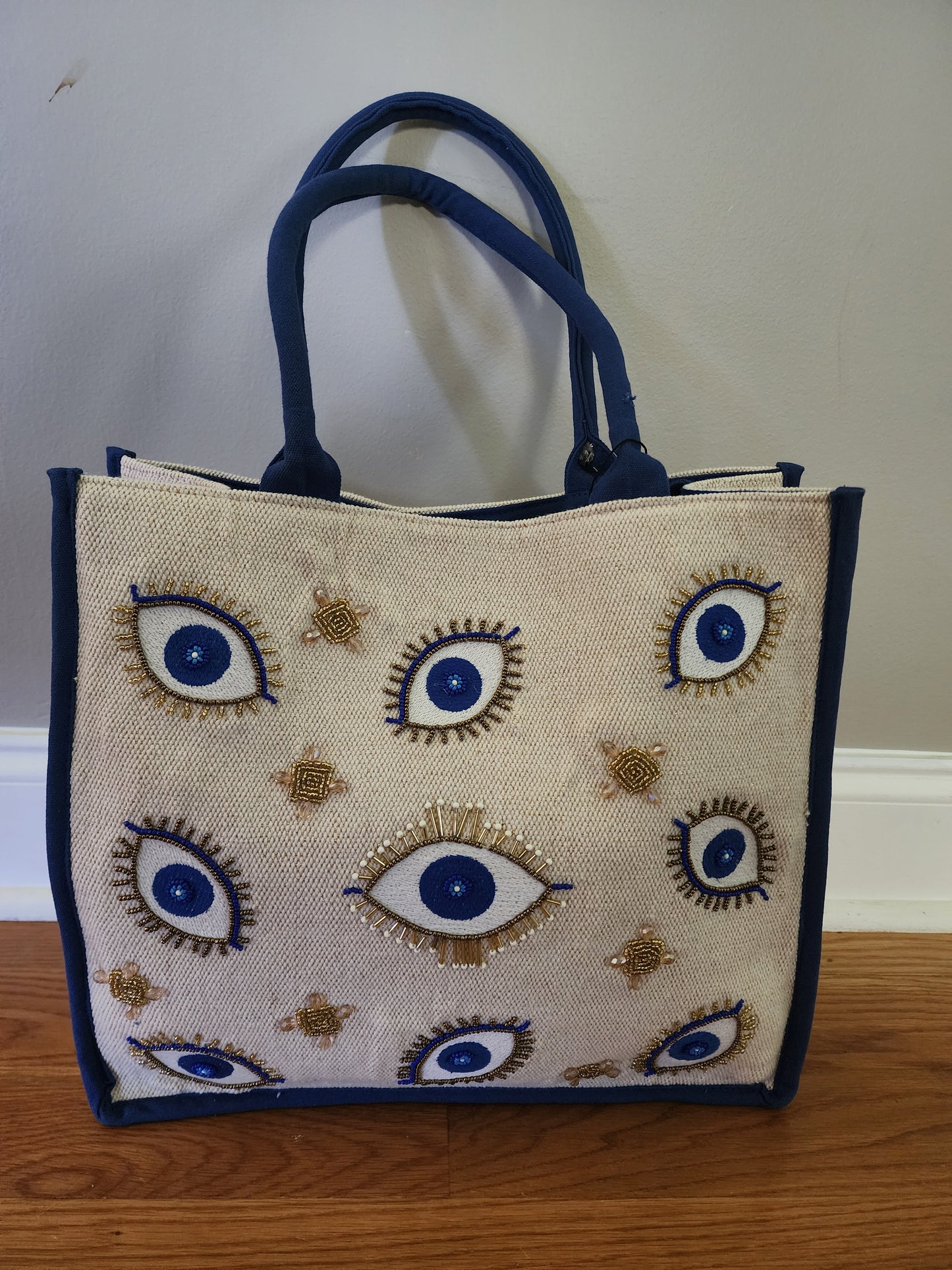 All Seeing Eye Evil Eye Protection Beaded Tote Bag