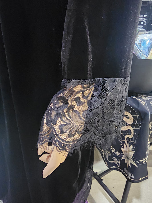 Black Lace Cloak Long Coat Cape Cardigan