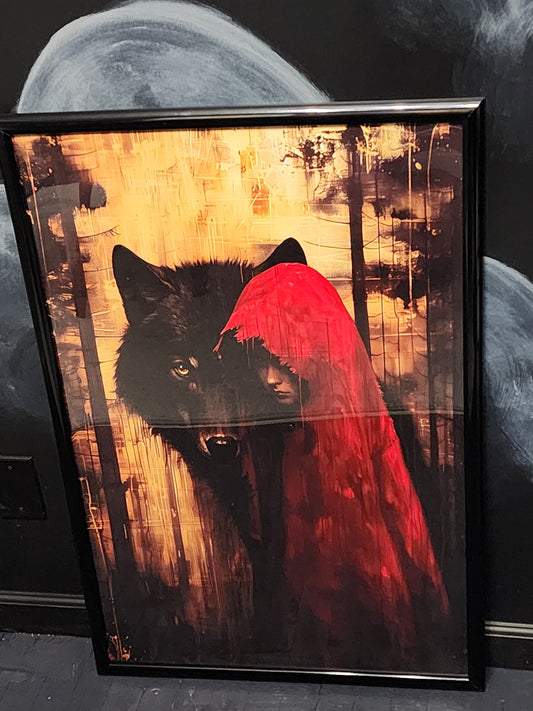 Large Little Red Riding Hood Framed Print Halloween Gothic Victorian