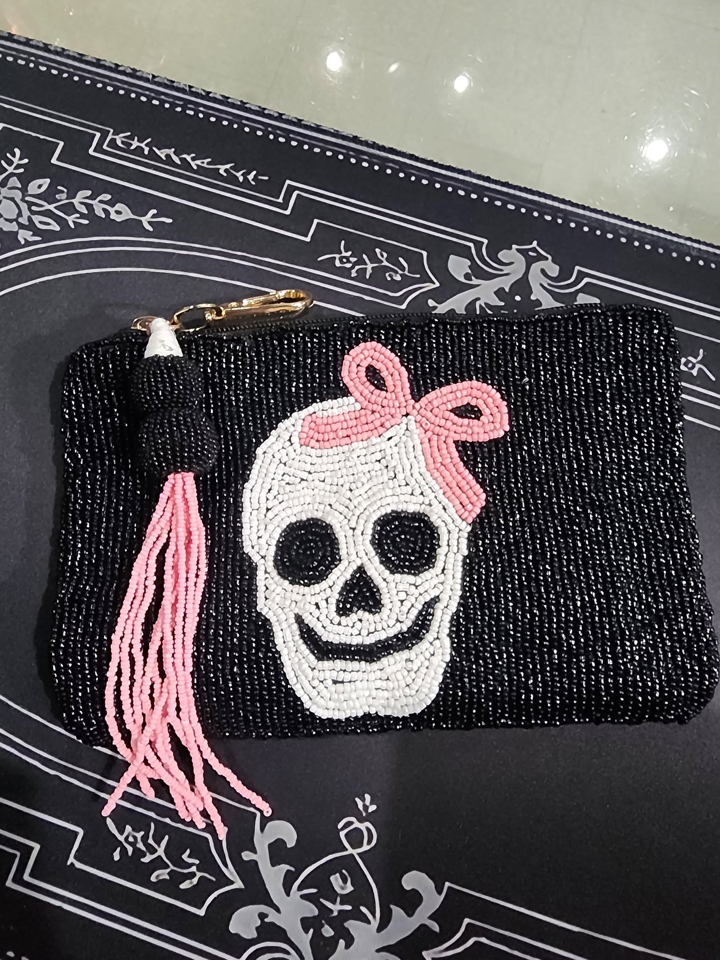 Luxury Beaded Gothic Skull Purse Bag Crossbody Clutch