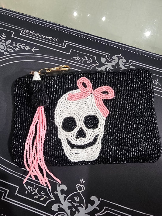 Luxury Beaded Gothic Skull Purse Bag Crossbody Clutch