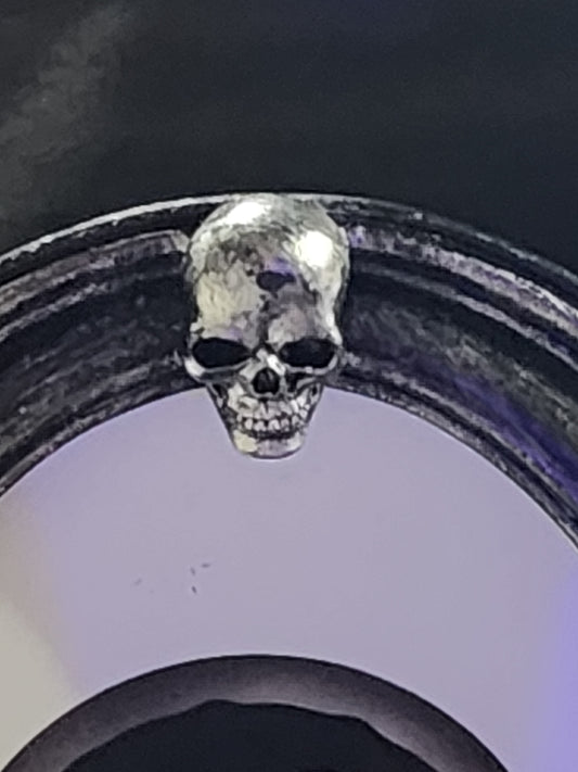 Black Distressed Skull Oval Picture Frame